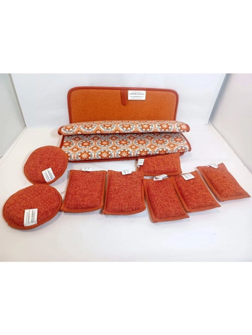 Campanelli 10 Pcs Cleaning Set DiamondFiber Scrubbing Sponge w Drying Mats NEW - Picture 7 of 7